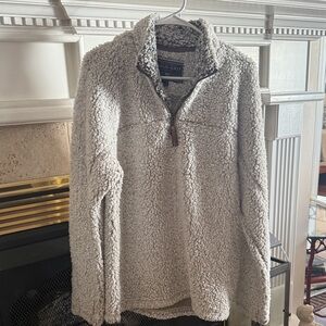 True Grit Off-White Sherpa Zip-Up Sweater small EUC